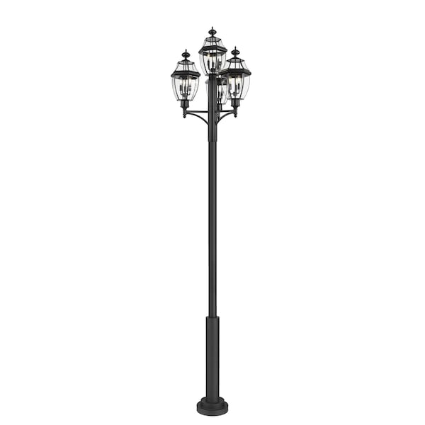 Z-Lite Westover 3 Light Outdoor Post Mount Fixture, 33.25in. W x 138.25in. H, Black 580PHB-4-5010P-BK - main